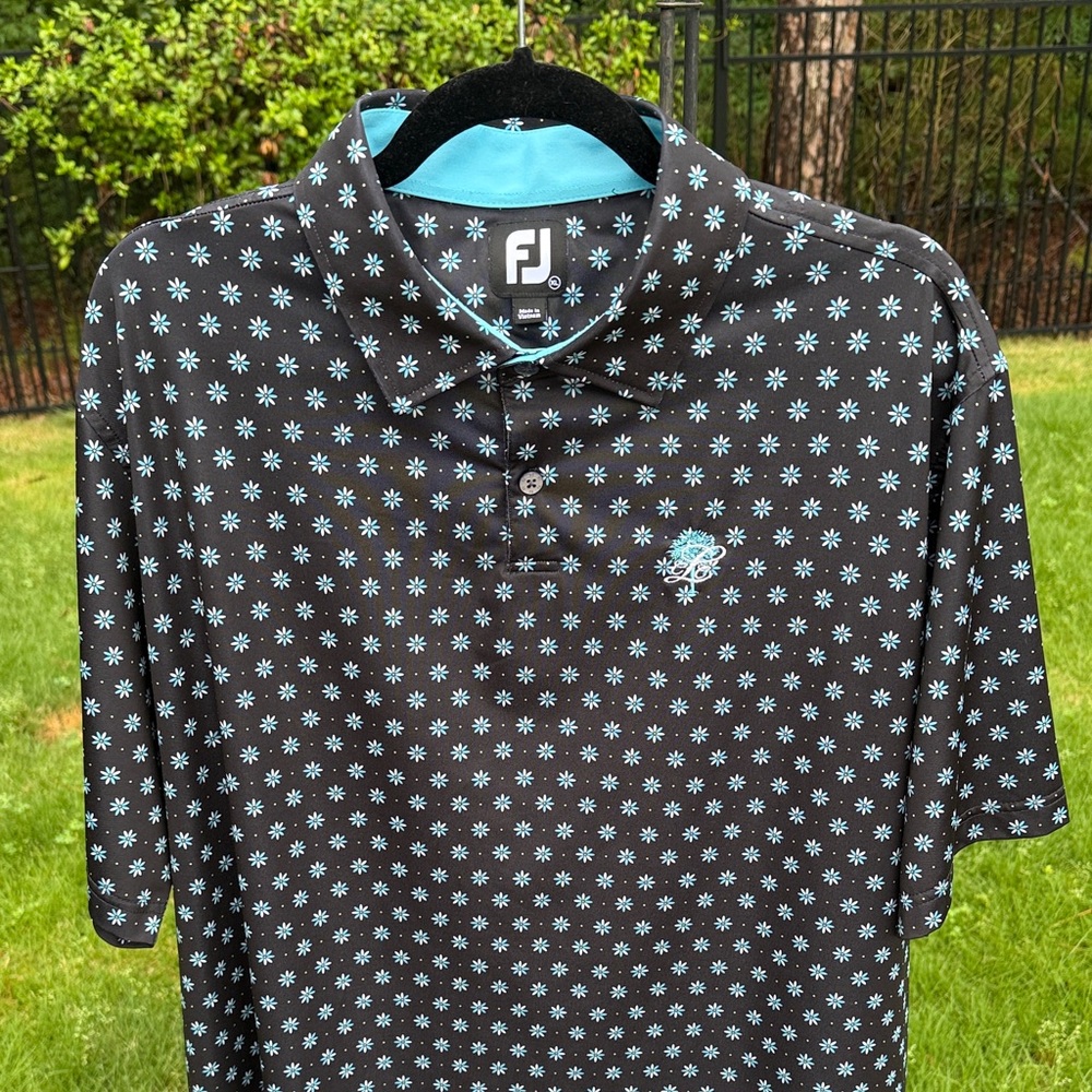 FootJoy Black Polo with Teal Floral Print